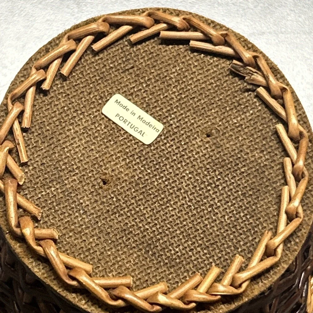 Handwoven Basket with Handles Made in Madeira Portugal Handcrafted Flat Bottom